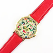 Fashion Design Women's Analog Quartz Wrist Watch Leather Animal Floral Printed Ladies Dress Watches J4U66