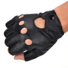 Half Finger Driving Women Gloves PU Leather Fingerless Gloves For Women Black  J4U66