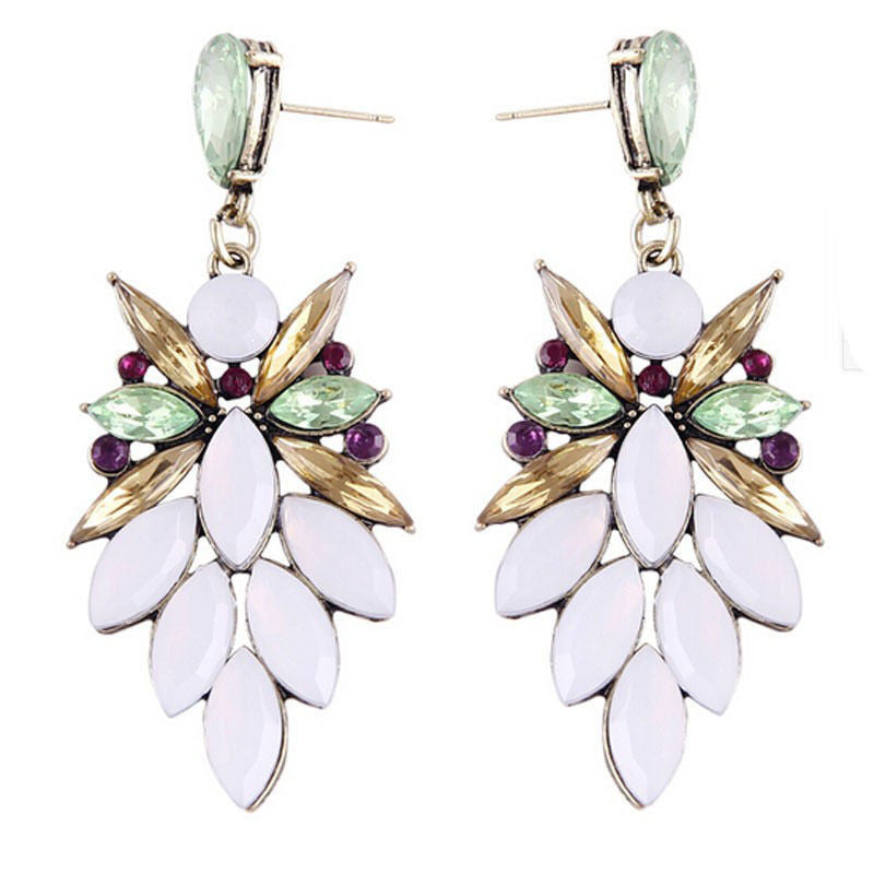 Jewelry European Style Exaggerated Four-color Rhinestone Large Earrings For Women  J4U66