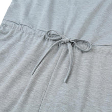 jumpsuit women rompers spaghetti strap drawstring waist side split solid playsuit overalls light grey grey J4U66