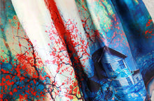 lady skirts womens retro midi skirt floral print vintage skirt high waist a line zipper lined elegant skirt blue J4U66