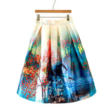 lady skirts womens retro midi skirt floral print vintage skirt high waist a line zipper lined elegant skirt blue J4U66