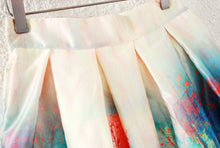 lady skirts womens retro midi skirt floral print vintage skirt high waist a line zipper lined elegant skirt blue J4U66