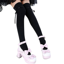 long cotton bowknot stockings thigh high over the knee socks for girls women J4U66