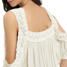 loose women blouse cold shoulder lace splice ruffle sleeve ruched casual tee shirt women tops blusas beige J4U66