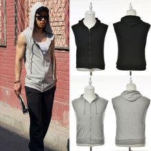 Men Casual Slim Fit Basic Hooded Jacket Sleeveless Vest Waistcoat Zipper Hoodies Sweatshirt J4U66
