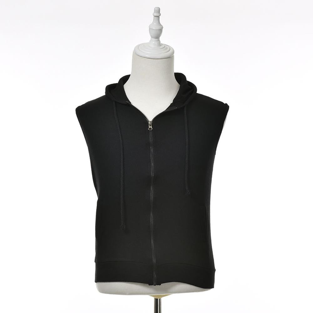 Men Casual Slim Fit Basic Hooded Jacket Sleeveless Vest Waistcoat Zipper Hoodies Sweatshirt J4U66