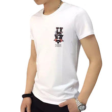Fashion Men Casual luxury clothes arder comfort T-shirts Short Sleeve Tax stamp round collar Tops Blouse homme Black White J4U66