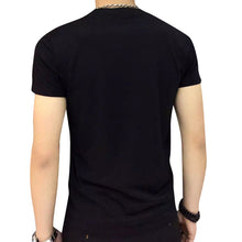 Fashion Men Casual luxury clothes arder comfort T-shirts Short Sleeve Tax stamp round collar Tops Blouse homme Black White J4U66