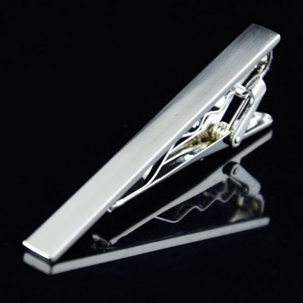 Men Practical Silver Tone Metal Simple Necktie Tie Bar Clasp Clip Decor J4U66