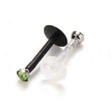 Punk Bar Acrylic Crystal Stud Monroe Bar Labret Lip Ring anel Stud Piercing Body Jewelry 10PCS/Bag  J4U66