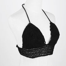 sexy women crochet crop top cropped vintage hollow out backless haltercrochet top camisole black white J4U66