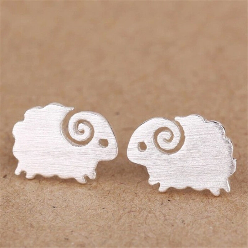 Silver Sheep Earrings For Women Ears Stud Fine Jewelry  J4U66