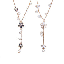 Simple Trendy Romantic style Plastic Imitation Pearl Flower Women Jewelry Tassels Long necklaces J4U66