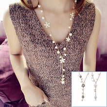 Simple Trendy Romantic style Plastic Imitation Pearl Flower Women Jewelry Tassels Long necklaces J4U66
