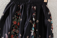 skirts womens midi skirt retro floral print high waist a line back zipper lined elegant skirt black J4U66