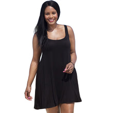 women dress round neck sexy sleeveless tank dresses loose casual solidcolor mini beach dress plus size J4U66