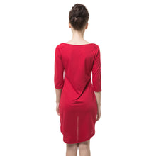 women dress slash neck half sleeve lace decoration irregular hem sexy slim hip bodycon dress vestidos red J4U66