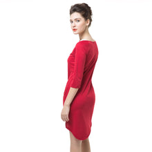 women dress slash neck half sleeve lace decoration irregular hem sexy slim hip bodycon dress vestidos red J4U66