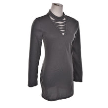 Women Front Cross Deep V Neck Long Sleeve Blouse Sexy Shirt Tops Plus Size J4U66