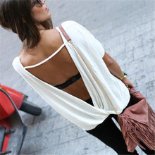 Women White Sexy Backless T Shirt Lady Back Deep V Short Sleeve tshirt Tops J4U66