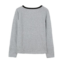 t-shirts women tops girl bowknot o neck long sleeve pullovercasual t-shirts tee streetwear grey black J4U66