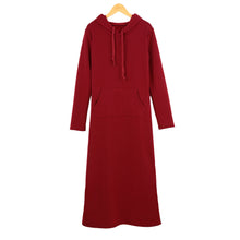 women maxi dress front pocket long sleeve loose dress fleece long casual dress vestidos plus size J4U66
