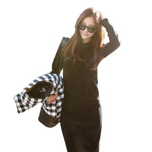 women maxi dress front pocket long sleeve loose dress fleece long casual dress vestidos plus size J4U66