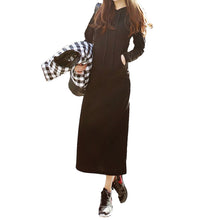 women maxi dress front pocket long sleeve loose dress fleece long casual dress vestidos plus size J4U66