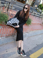women maxi dress front pocket long sleeve loose dress fleece long casual dress vestidos plus size J4U66
