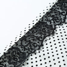 women blouse polka dot peter pan collar sleeveless lace asymmetric hem loose top white J4U66