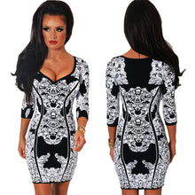 women bodycon dress jacquard print scoop neck three quarter sleeve party mini dress sexy club dress white J4U66
