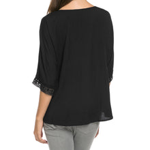 women chiffon blouse crochet lace o neck half sleeves asymmetric hem large size casual women tops blusas black J4U66