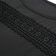 women chiffon blouse crochet lace o neck half sleeves asymmetric hem large size casual women tops blusas black J4U66