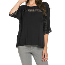 women chiffon blouse crochet lace o neck half sleeves asymmetric hem large size casual women tops blusas black J4U66