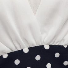 women chiffon dress deep v neck polka dot patchwork side zipper long sleeve vestidos femininos mini dress white J4U66