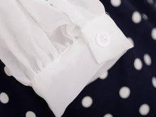 women chiffon dress deep v neck polka dot patchwork side zipper long sleeve vestidos femininos mini dress white J4U66