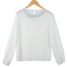 women chiffon shirt o neck long sleeve shirt women tops blusas plus size casual blouse tops white J4U66