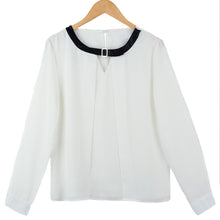 women chiffon shirt o neck long sleeve shirt women tops blusas plus size casual blouse tops white J4U66