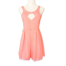 women jumpsuit lace patchwork hollow out o neck sleeveless beach playsuit romper macacao feminino pink white J4U66