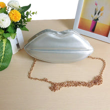 women ladies shoulder bag pu leather lip shape metal chain evening party clutch bag J4U66