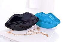 women ladies shoulder bag pu leather lip shape metal chain evening party clutch bag J4U66