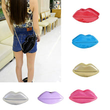 women ladies shoulder bag pu leather lip shape metal chain evening party clutch bag J4U66