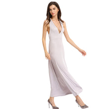 women long maxi dress spaghetti strap sleeveless hollow out backless party dress casual sundress grey J4U66