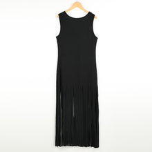 women maxi dress geometry print tassel casual dresses sleeveless long tank dress sundress black J4U66