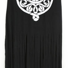 women maxi dress geometry print tassel casual dresses sleeveless long tank dress sundress black J4U66