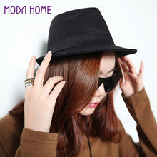 women men hat curly floppy brim british jazz hip hop fedora hat cap unisex black chapeu J4U66
