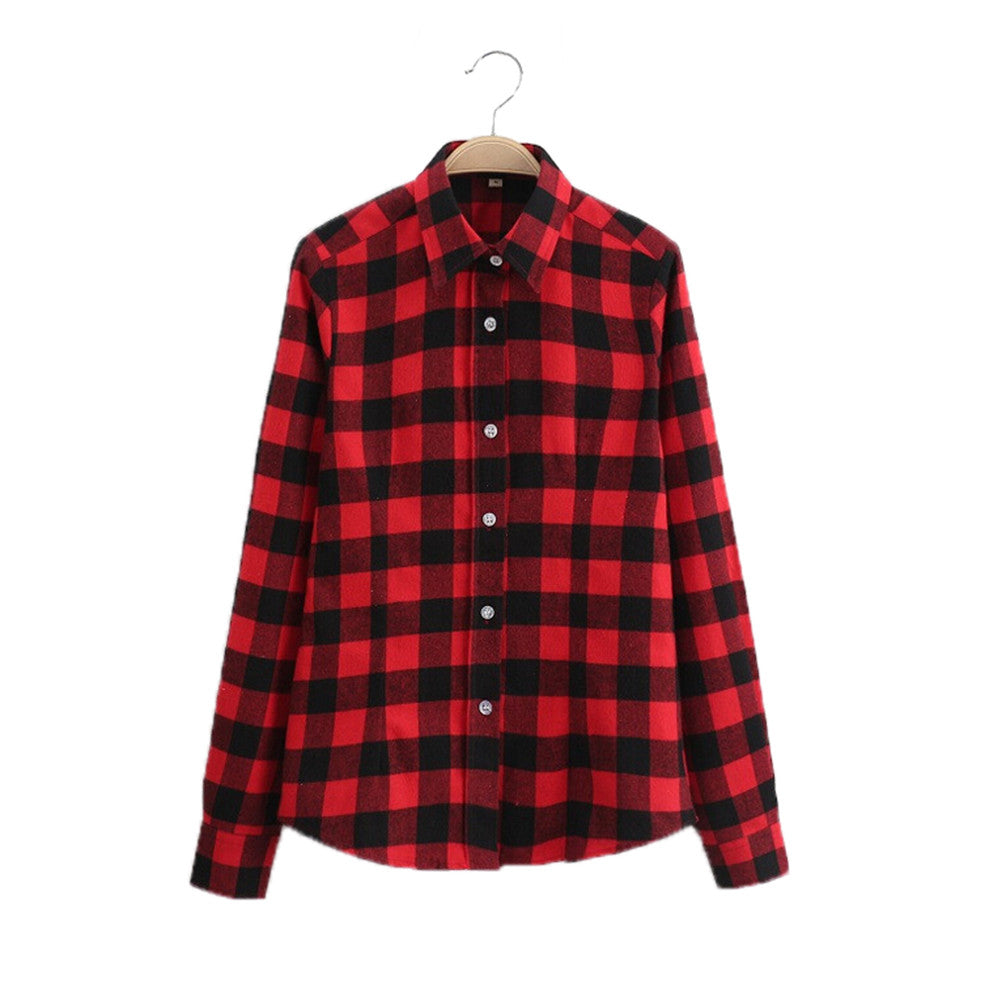 Women Plaid Shirt Flannel Shirt Long Sleeve Women Blouses Shirt Women Plus Size 3XL Cotton Blusas Tops Blouse J4U66