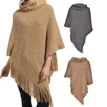 Women Poncho Knit Cloak Coat Batwing Cape Ladies Hooded Sweater Outwear Knitwear Top J4U66