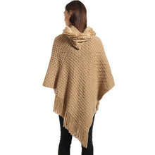 Women Poncho Knit Cloak Coat Batwing Cape Ladies Hooded Sweater Outwear Knitwear Top J4U66